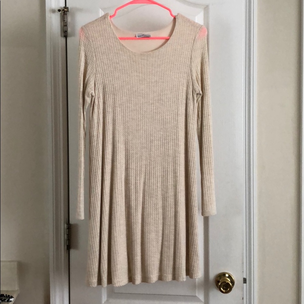 Beige long sleeve knit dress